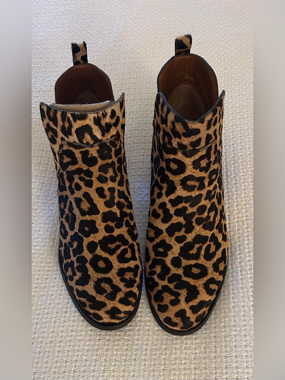 Franco Sarto Leopard Print Ankle Booties - Tan & Black Sz 10